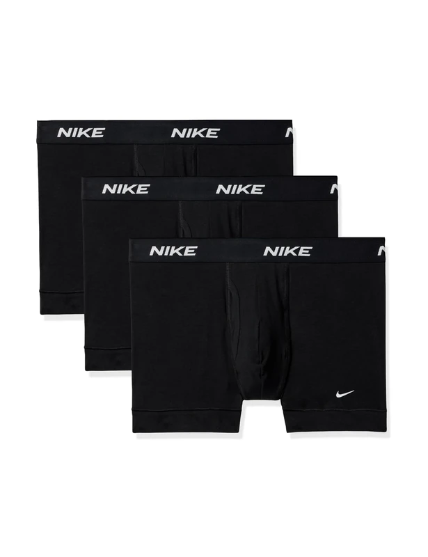 Nike Men's All Day Cotton Stretch Trunk W/Fly Underwear (3-Pack), Black/Black/Black, S