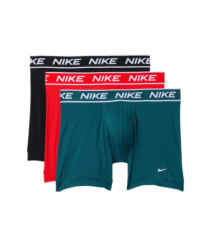Nike Men's All Day Micro Stretch Boxer Brief Underwear (3-Pack), Chili Red/Dark Teal/Black, XXL