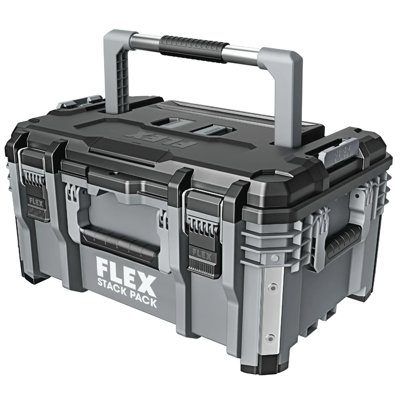 Flex - Stack Pack Medium Tool Box - With Gas Struts, Removable Accessories Container - Made of Impact Resistant Plastic with Aluminium Reinforced Corners, Metal Latch and + - 531465