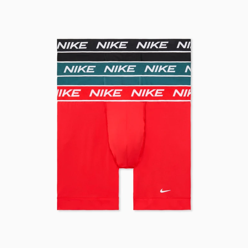 Nike Men's All Day Micro Stretch Boxer Brief Underwear (3-Pack), Chili Red/Dark Teal/Black, XL