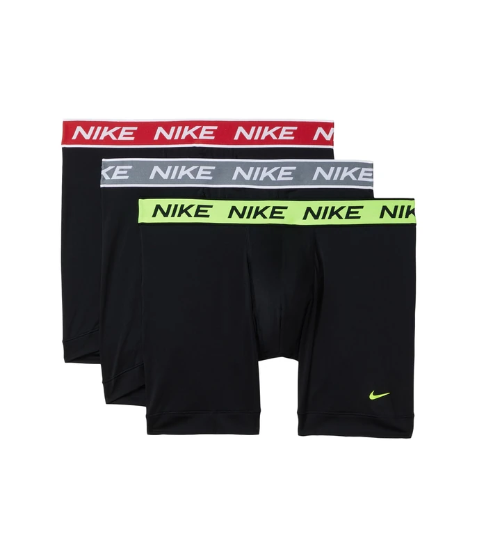 Nike Men's All Day Micro Stretch Boxer Brief Underwear (3-Pack), Black W/Volt/Cool Grey/University Red, XXL