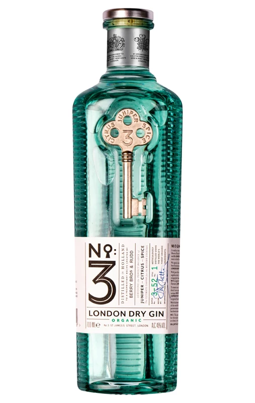 No.3 Organic London Dry Gin, Voted Best in The World 4 Times, Great For Cocktails Including Martini, Negroni, G&T & Tom Collins, No.3 Gin For All Occasions, 46% ABV, 70 cl