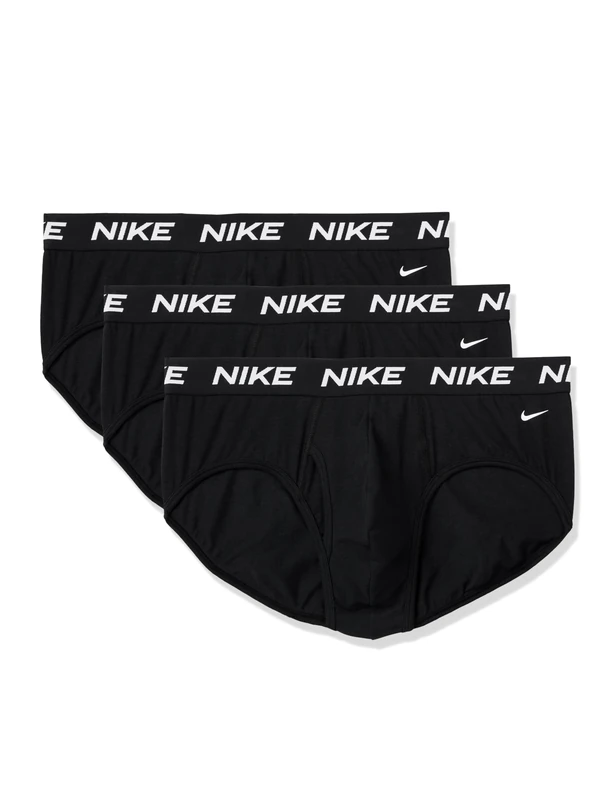Nike Men's All Day Cotton Stretch Hip Brief W/Fly Underwear (3-Pack), Black/Black/Black, XL