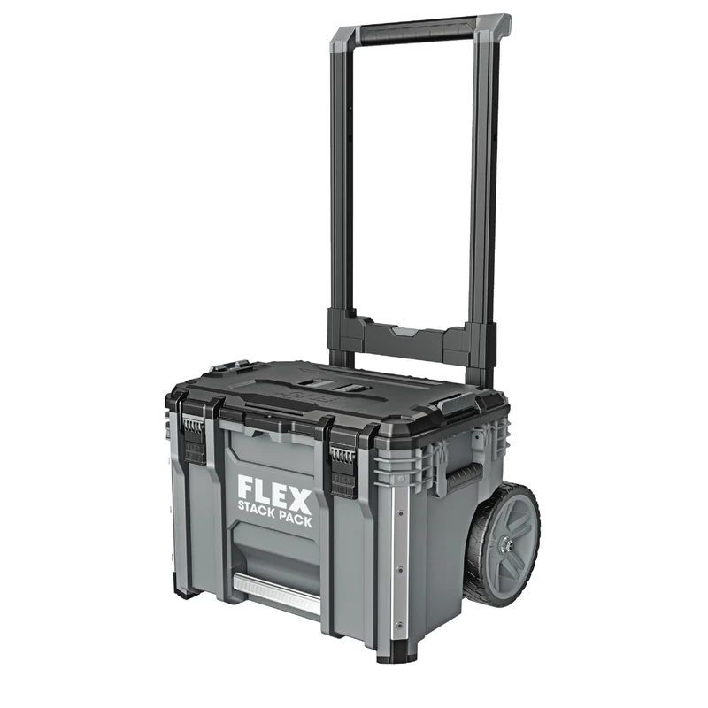 Flex - Stack Pack Roller Box - Made of Impact Resistant Plastic with Aluminium Reinforced Corners, Metal Latch and More - 9 Inch Wheels - 531464 - Organiser Storage for Tools Set and Accessories