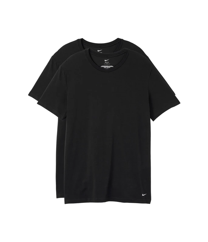 Nike Men's All Day Cotton Stretch Short Sleeve Crewneck Undershirts (2-Pack), Black, Large - Image 1