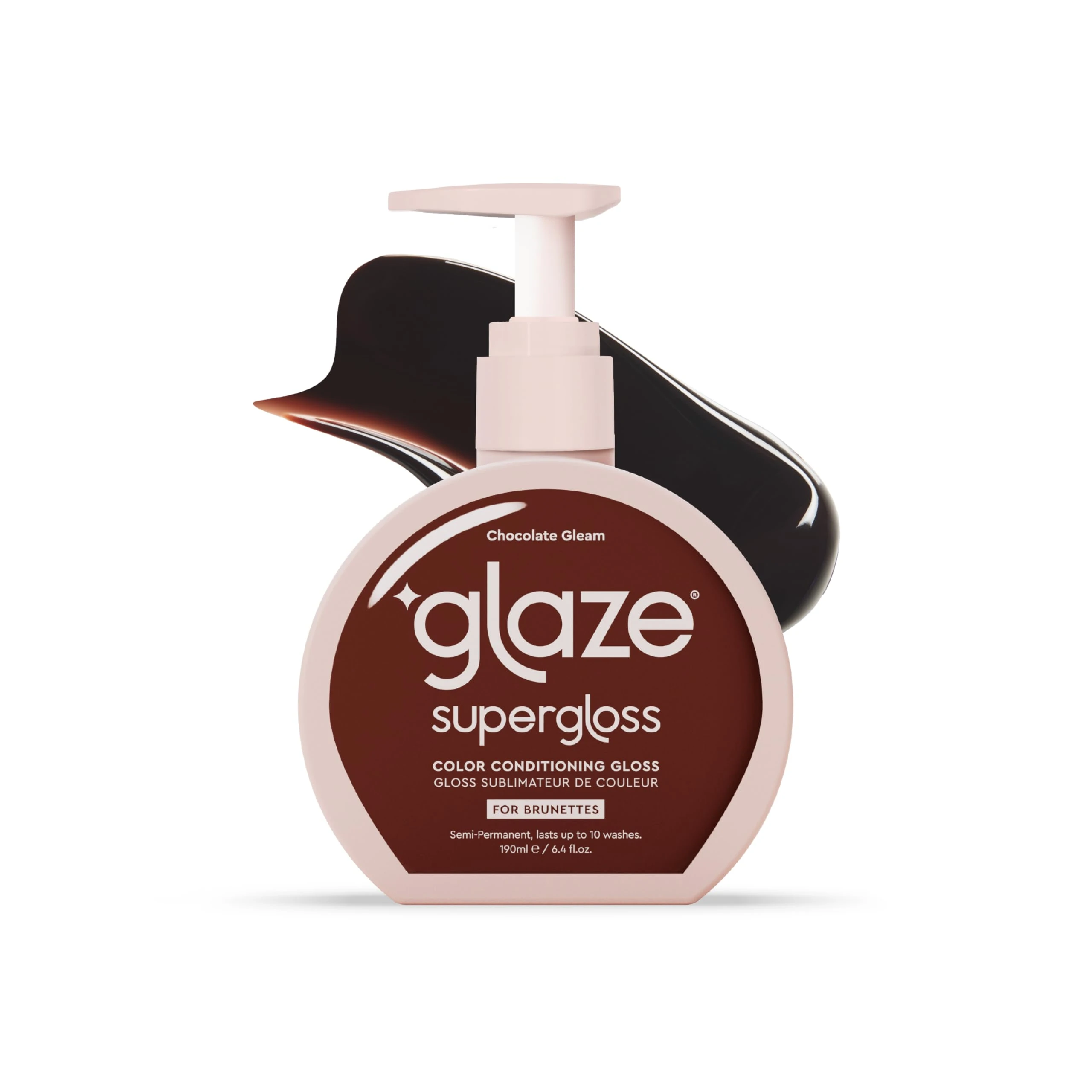 Glaze Supergloss Color Conditioning Gloss With Dispensing Pump – Hydrating Semi-Permanent Color Hair Gloss & Shine Boost – For Dark Brown Hair – 6.4 Fl Oz - Chocolate Gleam