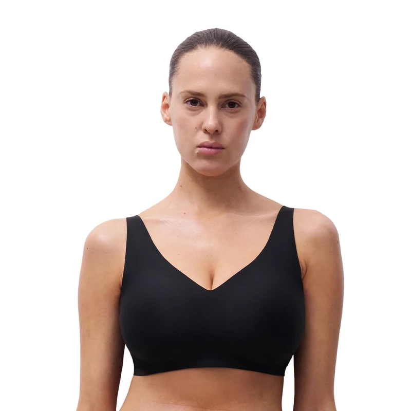 Chantelle Women's Soft Stretch V-Neck Wireless Support Bra Sports, Opaque, Black, S