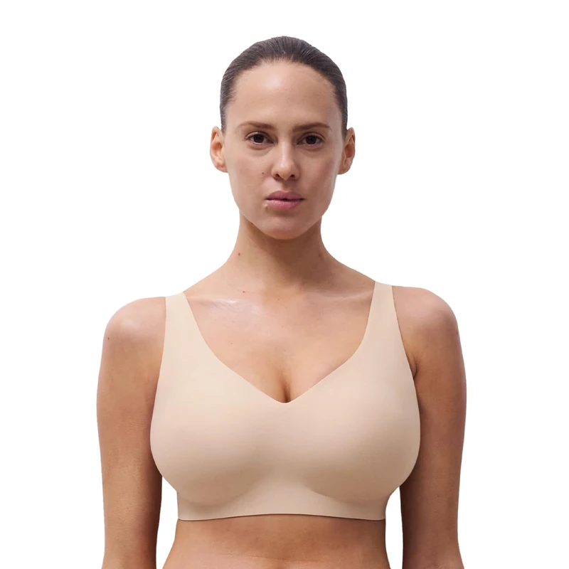 Chantelle Women's Soft Stretch V-Neck Wireless Support Bra, Nude Blush, XL