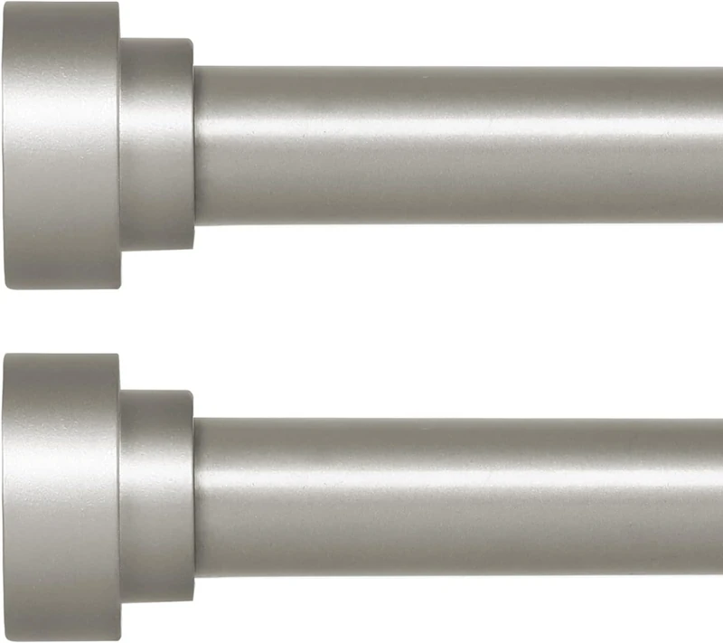 HEI! DEAR 2 Pack Silver Curtain Rods for Windows 28 to 48 Inch (1.5-5ft),1 Inch Diameter Heavy Duty Curtain Rods,Adjustable Curtain Rod,Telescopic Drapery Rods,Window Curtains Rod,Antique Silver