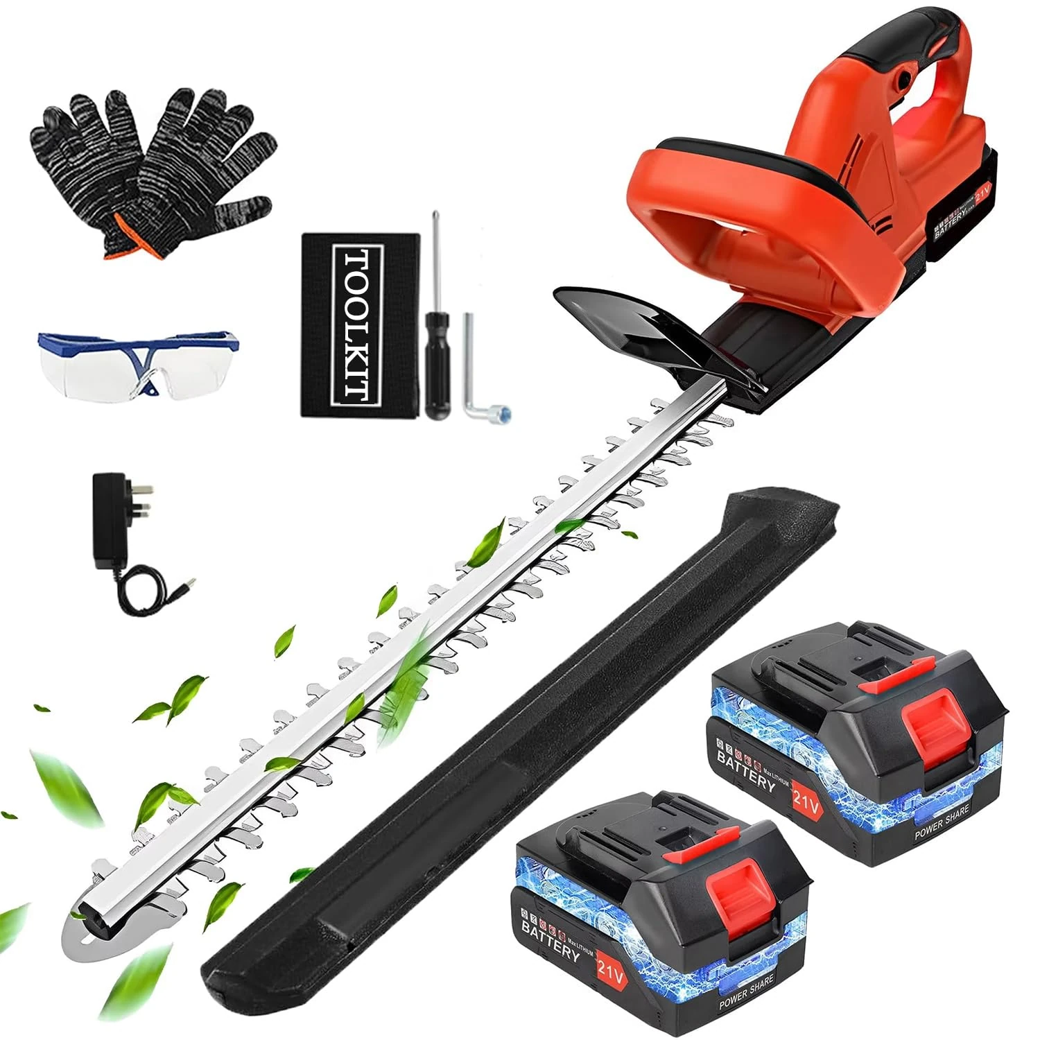 850W Cordless Hedge Trimmer, 21V Electric Hedge Trimmer Lightweight Hedge Cutters with 2 * 2000 mAh Batteries and Charger,Garden Hedge Trimmers for Makita Battery to Trim Hedges, Shrubs,Plants