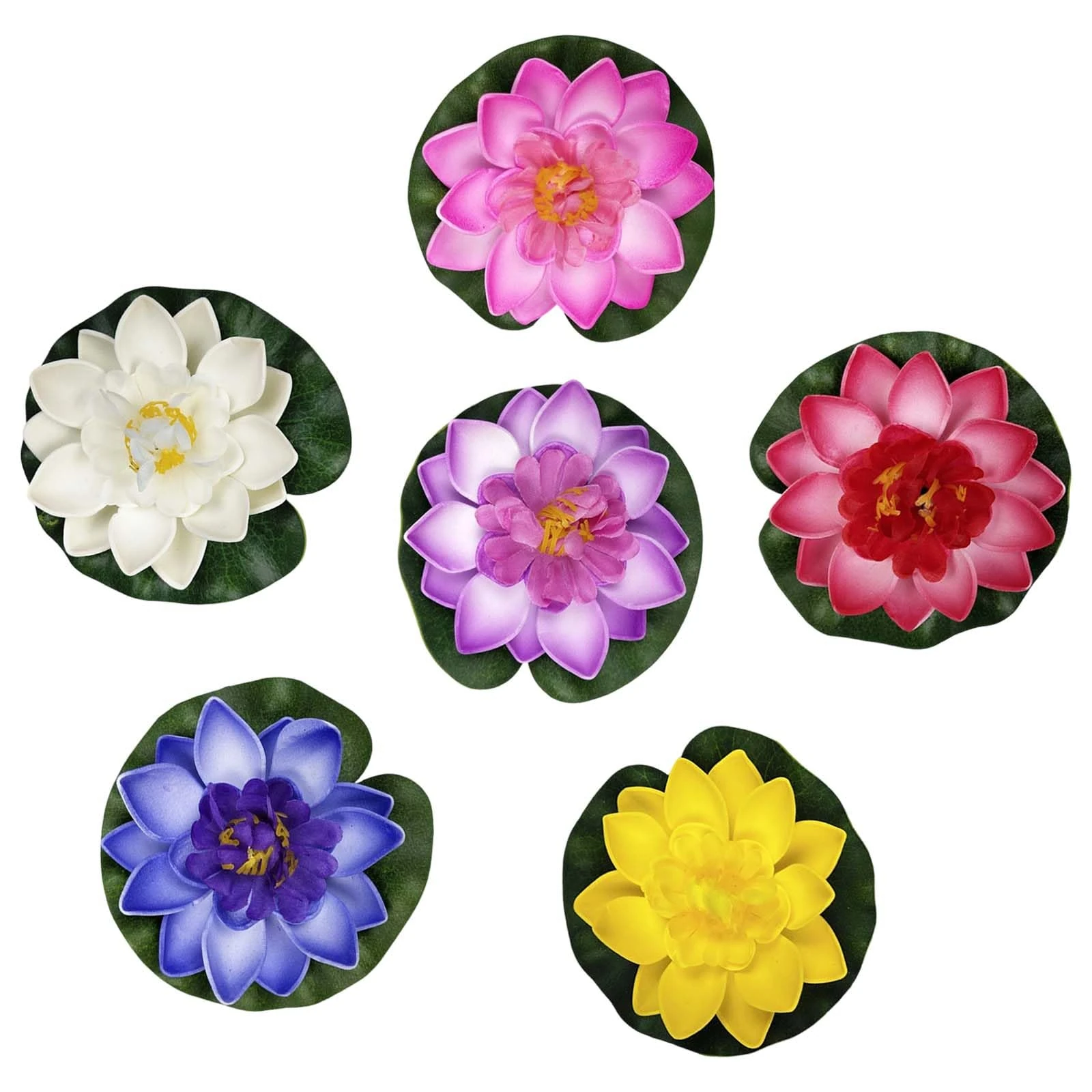 eioororriy 6 PCS Artificial Lotus Simulation Water Lily Props Lotus Pool,Artificial Pond Floating Plants Waterproof Lotus Flower,Can be Used in Gardens, Pools,Ponds,Aquariums