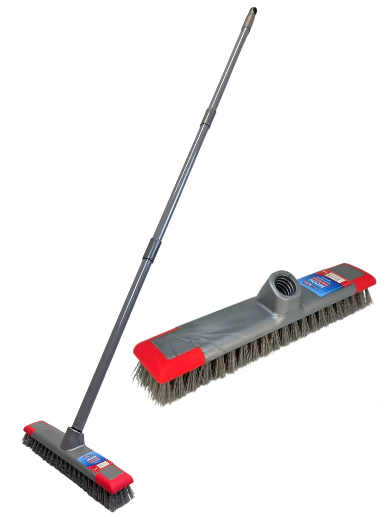 Outdoor Broom - 1.2m Stick | 12" Head | Adjustable | Stiff Hard Brush | Scrub Brush long Handle | Sweeping Patio, Garden Yard Outdoor Driveway - By BEST HOUSE