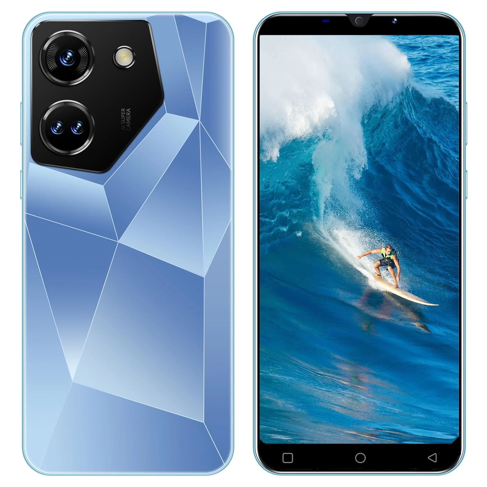 JtQtJ Mobile Phone of the Day Offer, 5.0" IPS Display, 2G Dual SIM, 16GB ROM, Dual Cameras, Support:Wifi,GPS,Bluetooth,Face ID Smart Phone (C20Pro-Blue)