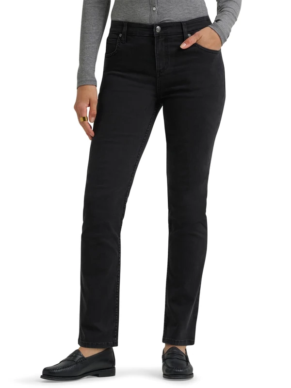 Lee Women's Legendary Slim Straight Jeans, Rough Ride, 40 Lange