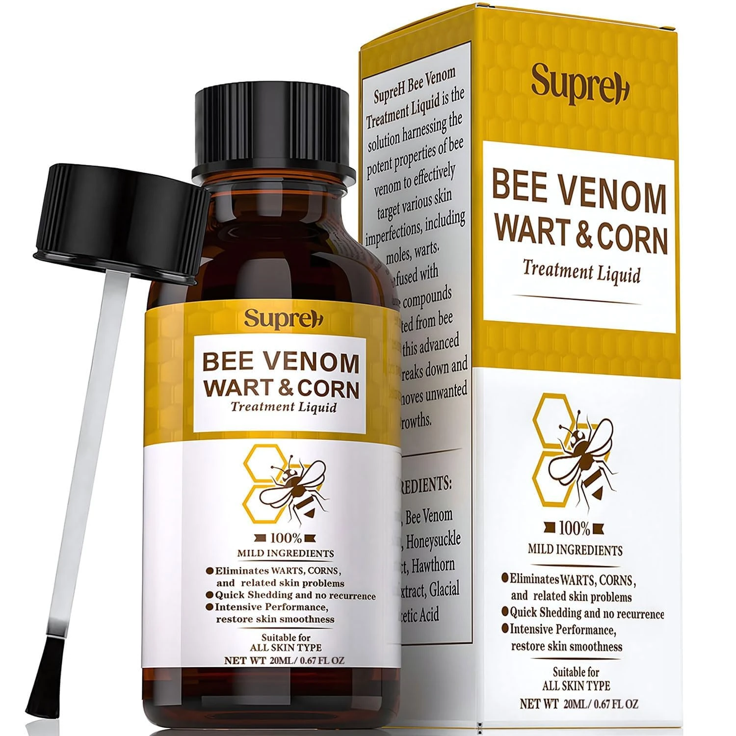 Fast-Acting Bee Venom Wart Remover: Wart Freeze Off with Salicylic Acid & Bee Venom Cream - Wart Removal for Plantar Wart Genital Wart Common Wart on face Hand Finger 30