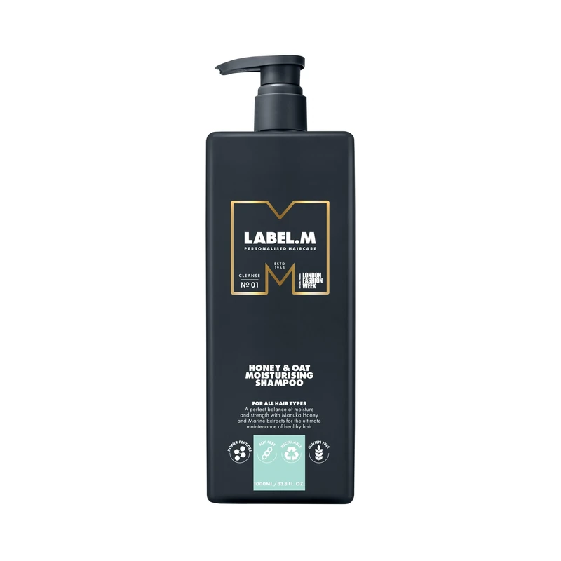 LABEL.M Honey & Oat Moisturising Shampoo 1000ml – With Recyclable Pump