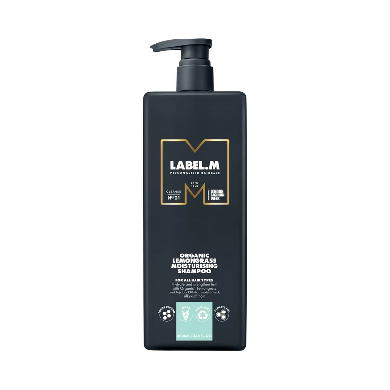 LABEL.M Organic Lemongrass Moisturising Shampoo 1000ml – With Recyclable Pump
