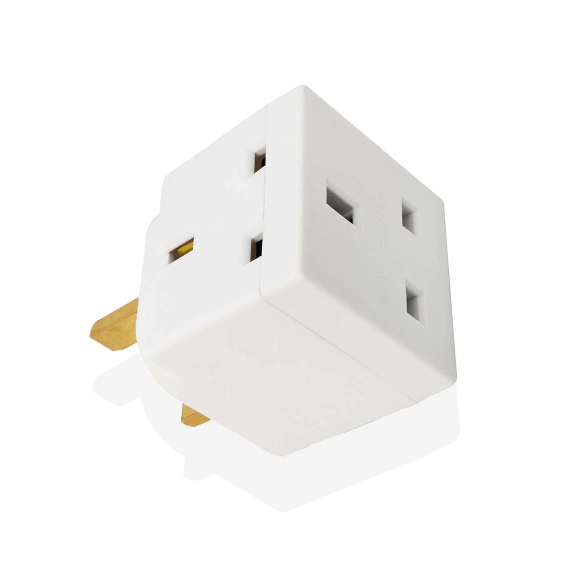2 Way 3 Pin Power Plug Adaptor Splitter 13A Multi Wall Plug Cube 3 pins Socket Splitter Extension Plug adaptor UK Socket Splitter Block for Kitchen, Home, Office etc (pack of 1)