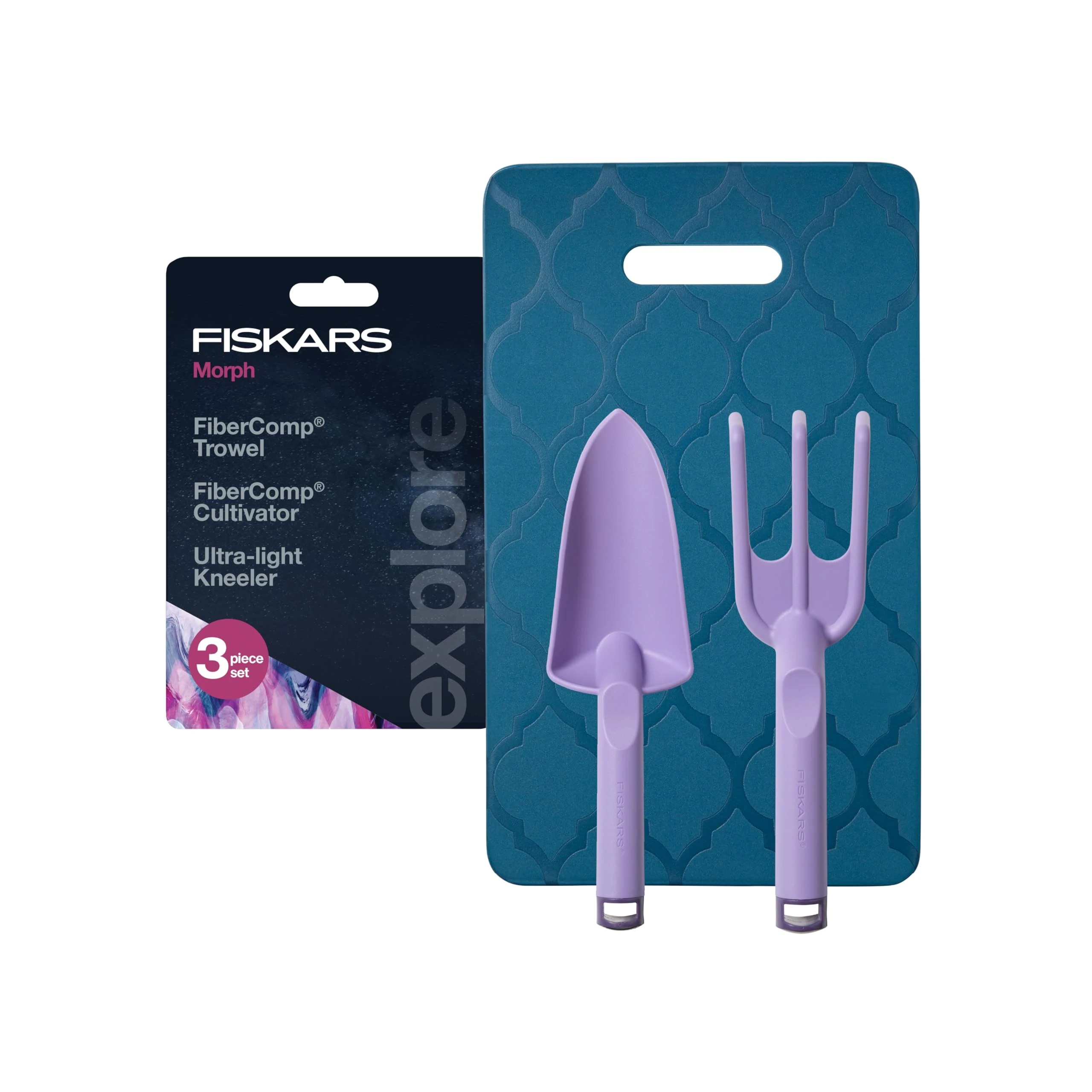Fiskars Knee Pad, Trowel, and Cultivator Set, Explore Collection