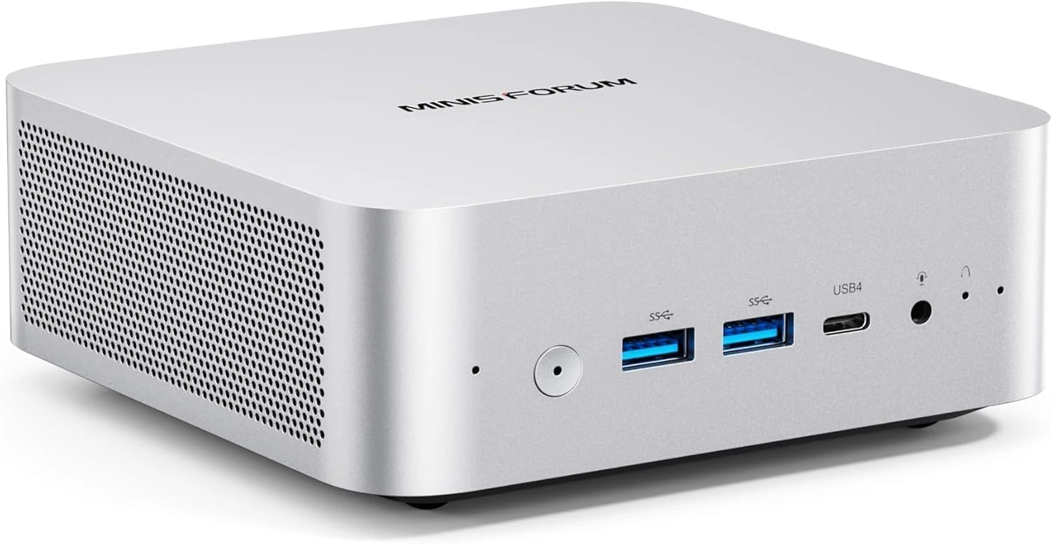 MINISFORUM AI X1-255 Mini PC Barebone with AMD Ryzen 7 255 (8C/16T, up to 4,9 GHz),HDMI/DP/USB4 (4K@120 Hz), Dual Speaker/DMIC,USB-A X 3, 2.5G LAN, Wi-Fi 7/BT5.4