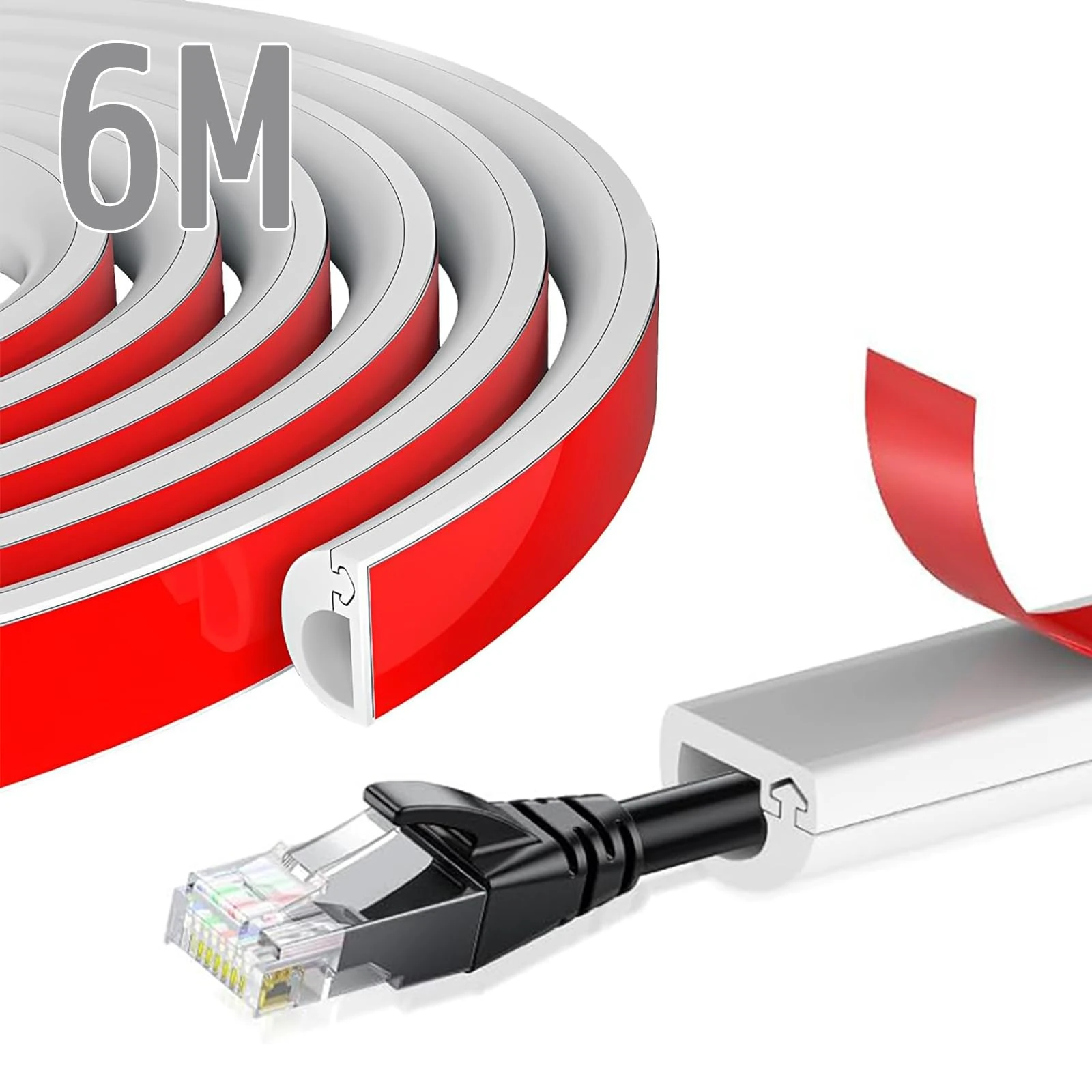 Trunking For Electric Cables,Self Adhesive Tape Cable Duct To Hide Wire,14 x 10 mm Mini Semi-Circular Side Opening Trunking Cable Trunking White, Flexible Cord Cover For Wires On Wall Floor