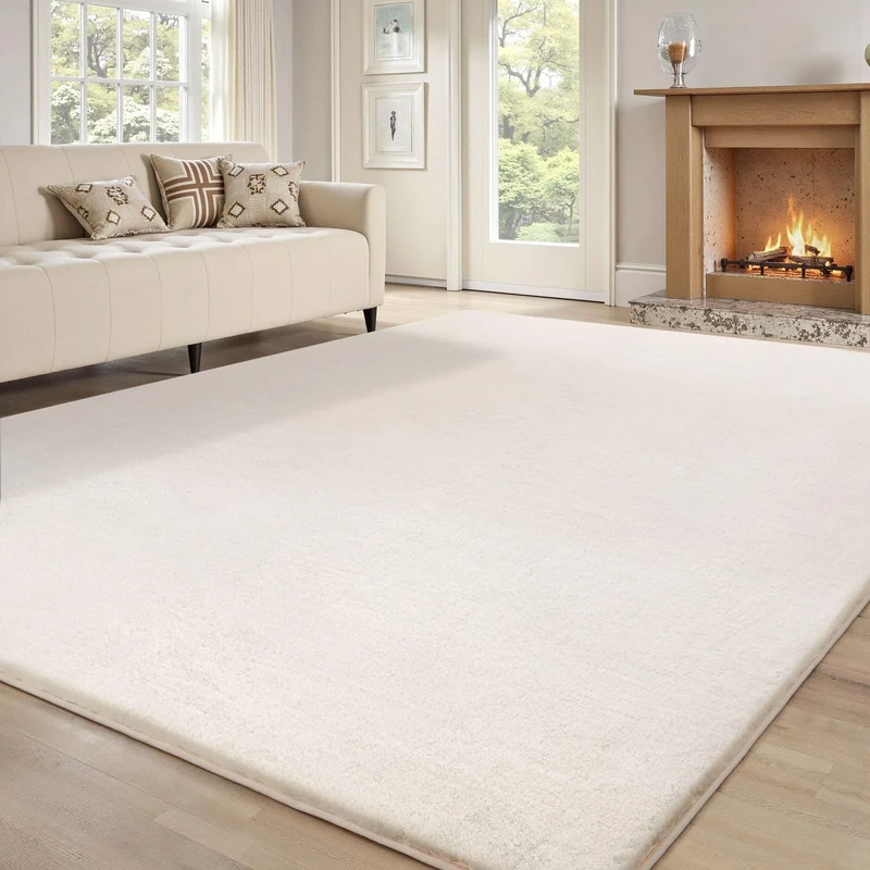 Sour Lemon Rugs Living Room - Area Rugs for Bedroom Faux Rabbit Fur Rug Washable,Anti Slip Large Smooth Floor Carpet Short Pile Area Rug for Decoration