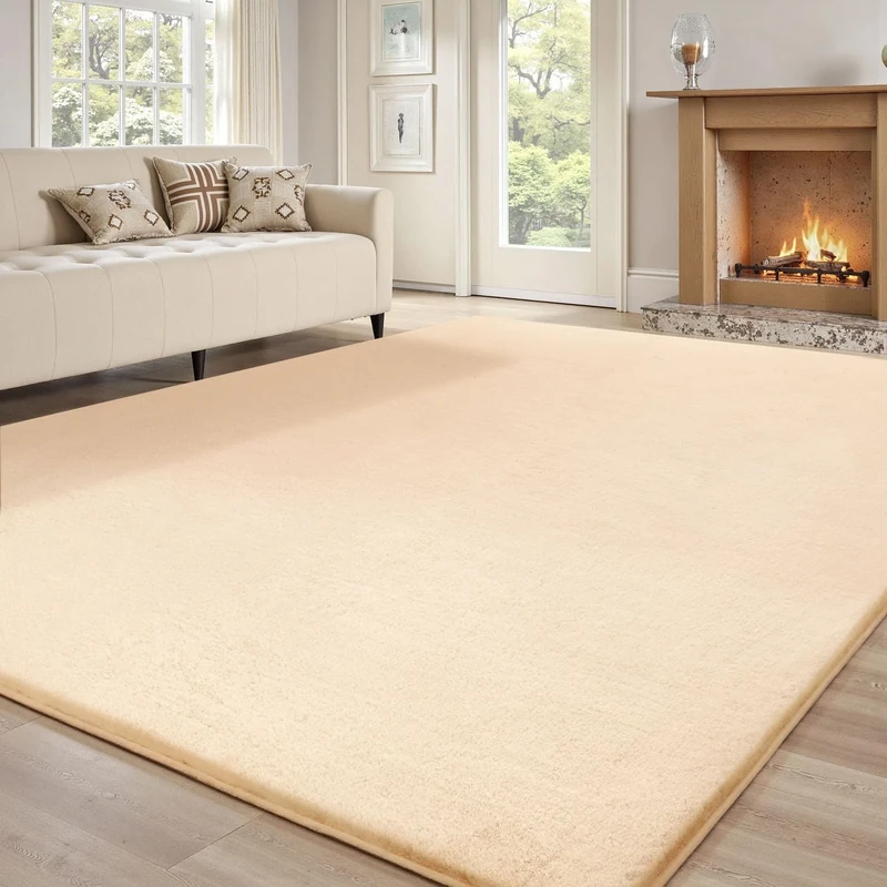 Sour Lemon Rugs Living Room - Area Rugs for Bedroom Faux Rabbit Fur Rug Washable,Anti Slip Large Smooth Floor Carpet Short Pile Area Rug for Decoration