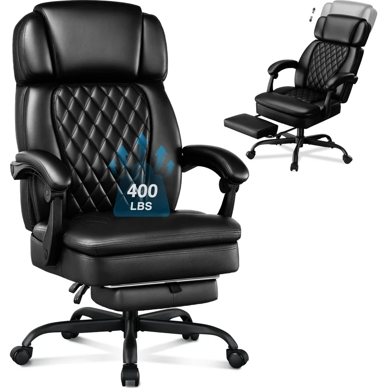 WAILOR 400lb Big & Tall Chair with Foot Rest & Adjustable Headrest