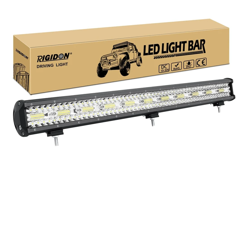 RIGIDON 8D Led Work Light Bar, 31 inch 660W 12V 24V Tri Row Fog Light for Car Off Road Truck SUV ATV 4x4 Boat, Flood Spot Combo Beam, Waterproof Outdoor Driving Lamp, 6000K White