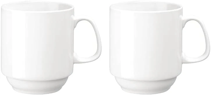 Olympia White Ware Stacking Mugs 284Ml 10Oz Porcelain Coffee Tea Cup 12pc (Pack of 2)