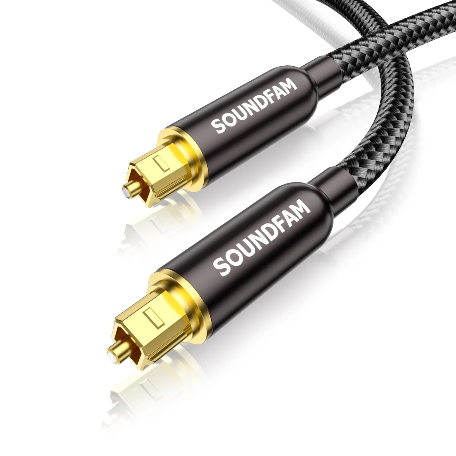 SOUNDFAM Optical Audio Cable 1M，Optical Cable Male to Male[24K Gold-plated Plug] Digital Optical Audio Cable for Soundbar, Home Theater,TV, DVD Player,Xbox (Black)