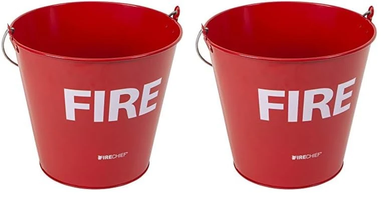 Firechief MFB1 Metal Fire Bucket, Red (Pack of 2)