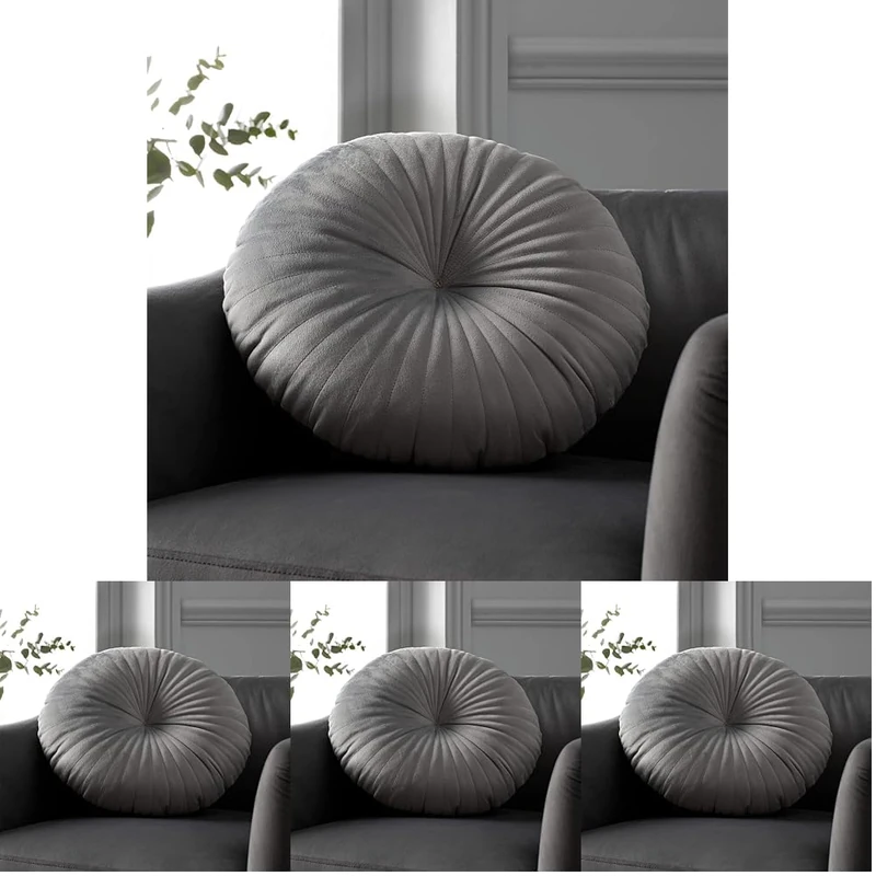 Catherine Lansfield Living Round Cushion 40x40cm Cushion Grey (Pack of 4)