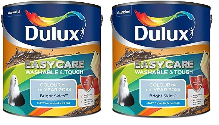 Dulux Easycare Washable & Tough Matt Emulsion Paint - Bright Skies - 2.5 Litre, 5599870 (Pack of 2)