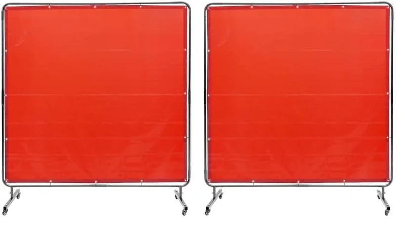 VEVOR Welding Screen with Frame, 6' x 6' Welding Curtain Screen, Flame-Resistant Vinyl Welding Protection Screen on 4 Swivel Wheels (2 Lockable), Moveable & Professional for Workshop/Industrial, Red