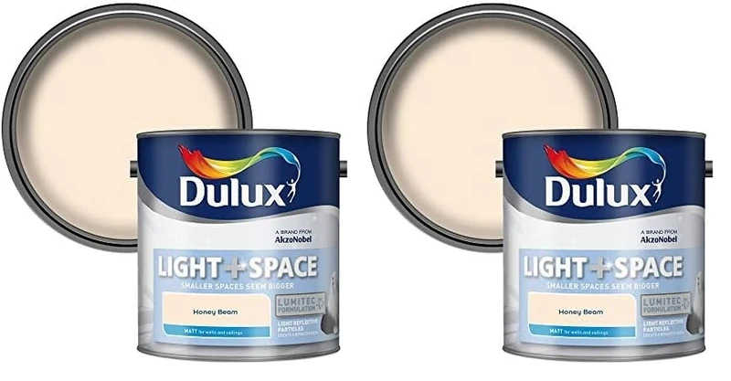 Dulux Light & Space Matt Emulsion Paint For Walls And Ceilings - Honey Beam 2.5 Litres (Pack of 2)