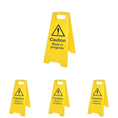 Caledonia Signs 58540 Free-Standing Floor Sign, "Caution Work in Progress" (Pack of 4) - Image 1