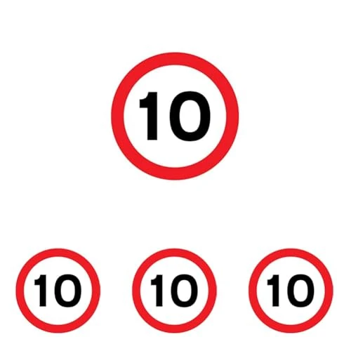 Caledonia Signs 17502N "10mph" Sign, Rigid Plastic, 400 mm x 400 mm,White (Pack of 4)