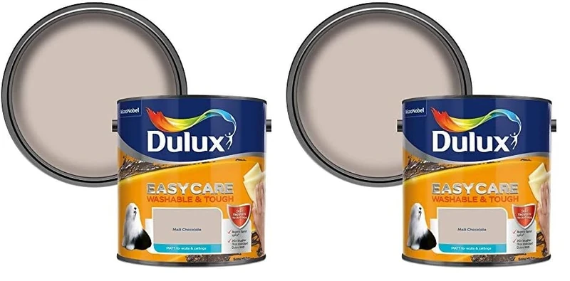Dulux Easycare Washable & Tough Matt Emulsion Paint For Walls And Ceilings - Malt Chocolate 2.5 Litres (Pack of 2)