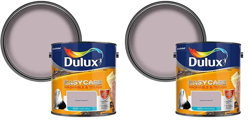 Dulux Easycare Washable & Tough Matt Emulsion Paint For Walls And Ceilings - Dusted Fondant 2.5 Litres (Pack of 2)