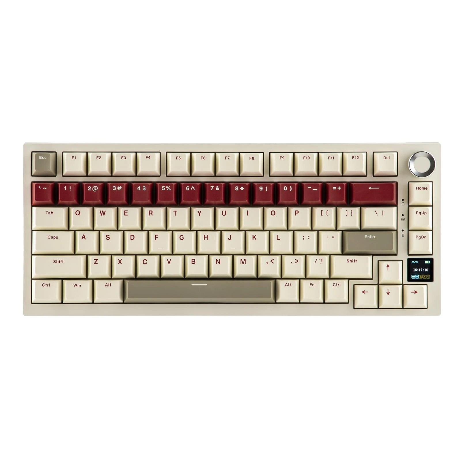 EPOMAKER Ajazz AK820 PRO Wireless Gaming Keyboard, Glass Screen, Knob, Hot Swappable, 2.4GHz/USB/BT5.0, Gasket Creamy, 75% Mechanical Keyboard for PC/Mac/Office/Gaming (Beige, Dreamy Switch)