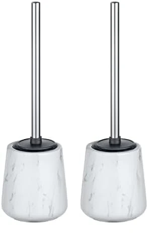 LEIGHTON DENNY Adrada Toilet Holder with Silicone Brush, Ceramic, White, 39 x 12 x 12 cm (Pack of 2)