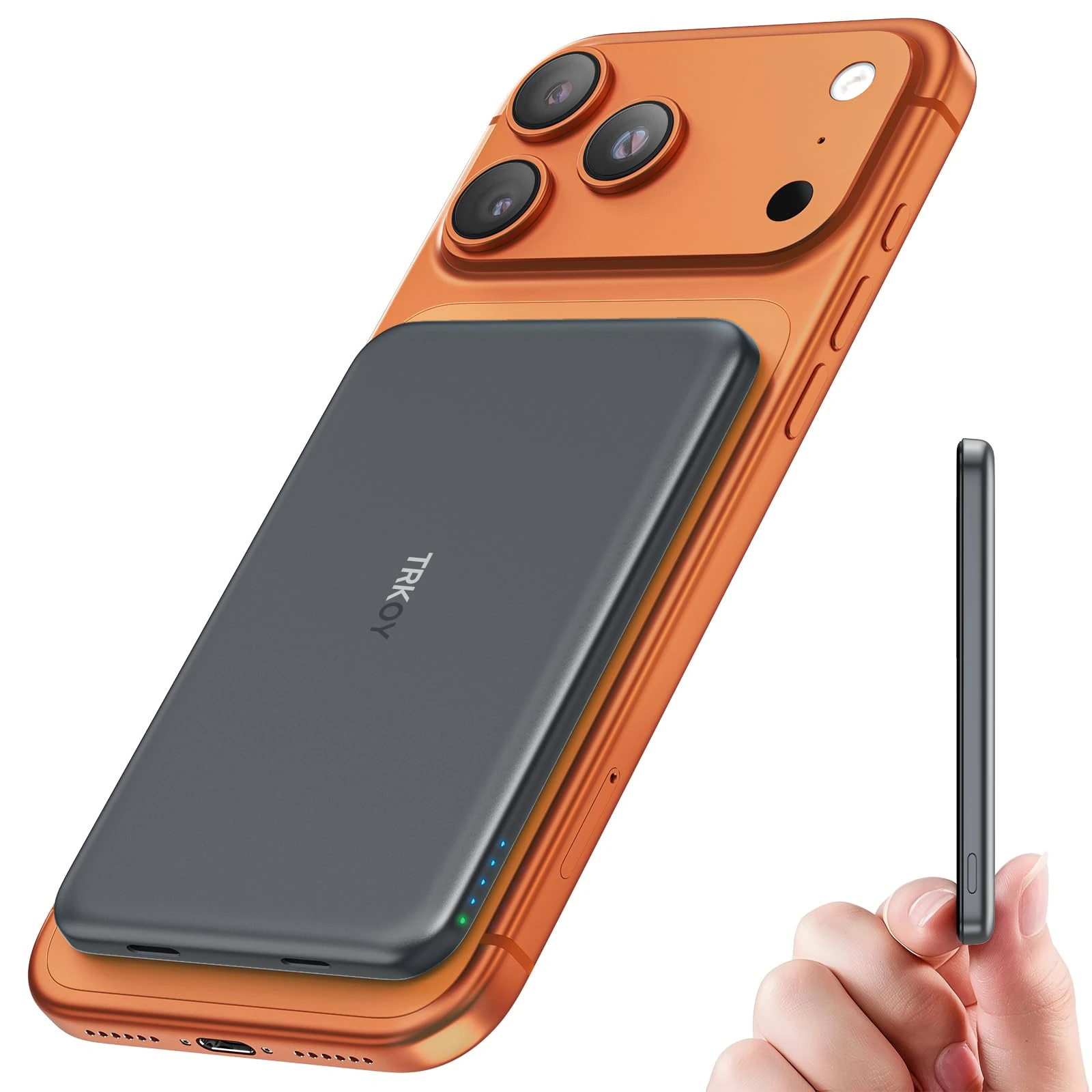 For Magsafe Power Bank, Ultra-Slim Wireless Portable Charger, 5000mAh Magnetic Power Bank Fast Charging with USB-C, Smartphones Battery Pack Compatible with iPhone 17/16/15/14/13/12 Series, Space Gray