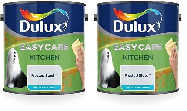 Dulux 500000 Easycare Kitchen Matt Emulsion Paint For Walls And Ceilings, Frosted Steel, 2. 5 Litres (Pack of 2)