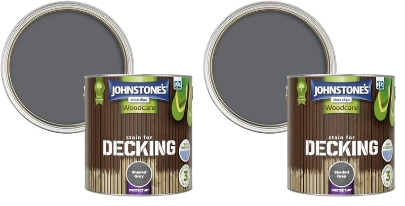 Johnstone's Woodcare, Stain for Decking, Shaded Grey, 2.5L (Pack of 2)