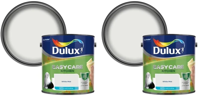 Dulux Easycare Kitchen Matt Emulsion Paint - White Mist - 2.5L (Pack of 2)