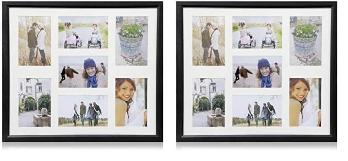 ARPAN 6"x4" Multi Aperture MDF Photo Picture Frame - Holds 7 Photos 6"x4" (Pack of 2)