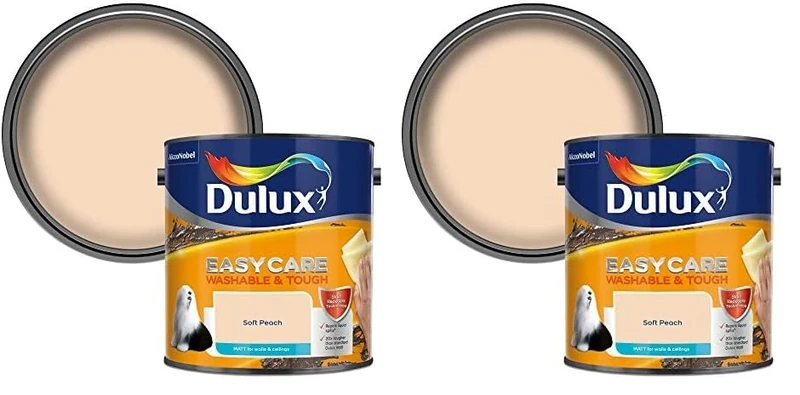 Dulux Easycare Washable & Tough Matt Emulsion Paint - Soft Peach - 2.5L (Pack of 2)