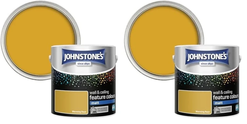 Johnstone's Feature Colours Paint, Warming Rays, Matt Finish, 35m2 Coverage per Tin, 2.5L (Pack of 2)