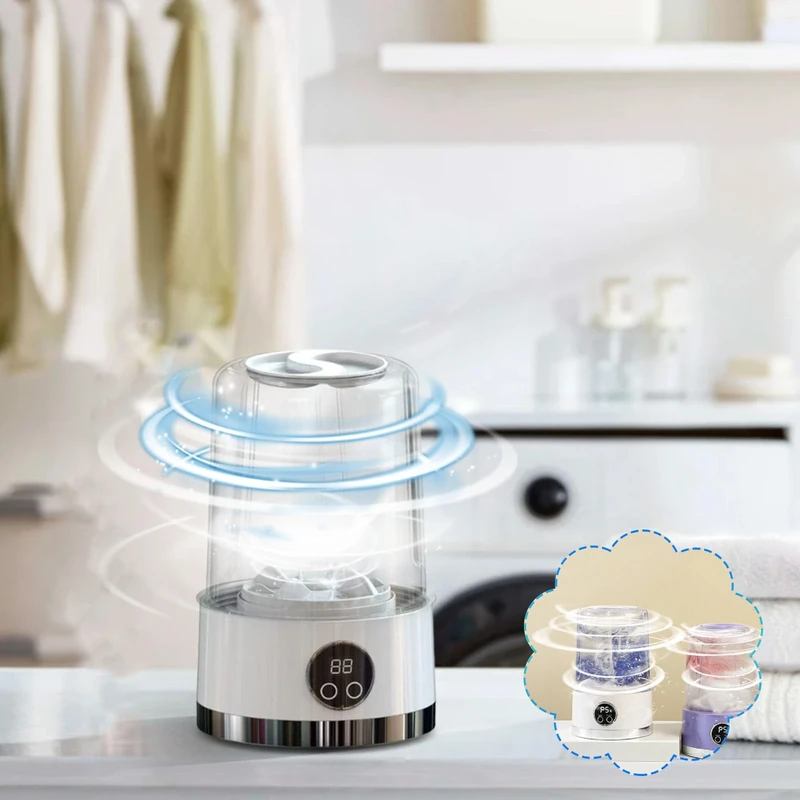 Underwear Washer Machine, Portable Rechargeable Cordless Mini Washing Machine, 2025 Upgraded Mini Washing Machine, Underwear/Socks Cleaner for Bra, Socks, Baby Clothes And Camping (A)